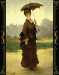 Jules James Rougeron - Young Girl in Brown with Parasol, 19th century