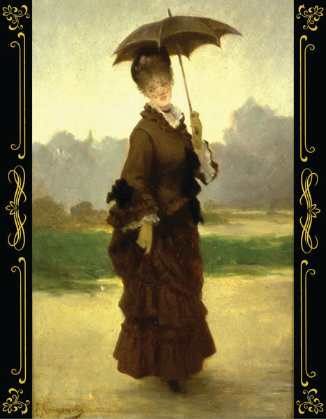 Jules James Rougeron - Young Girl in Brown with Parasol, 19th century
